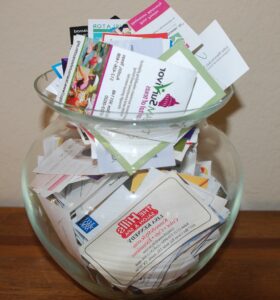fish bowl of business cards