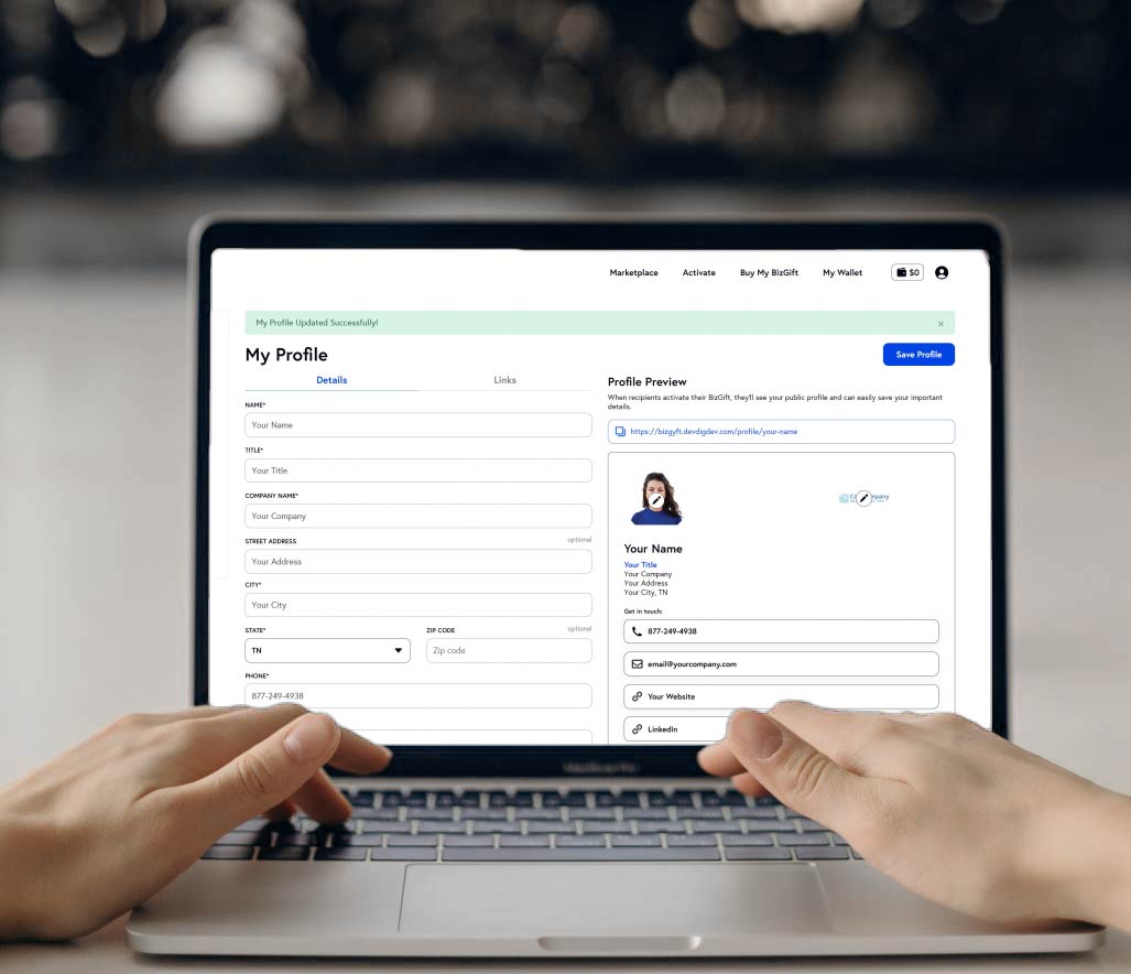 BizGift Profile On Laptop V1